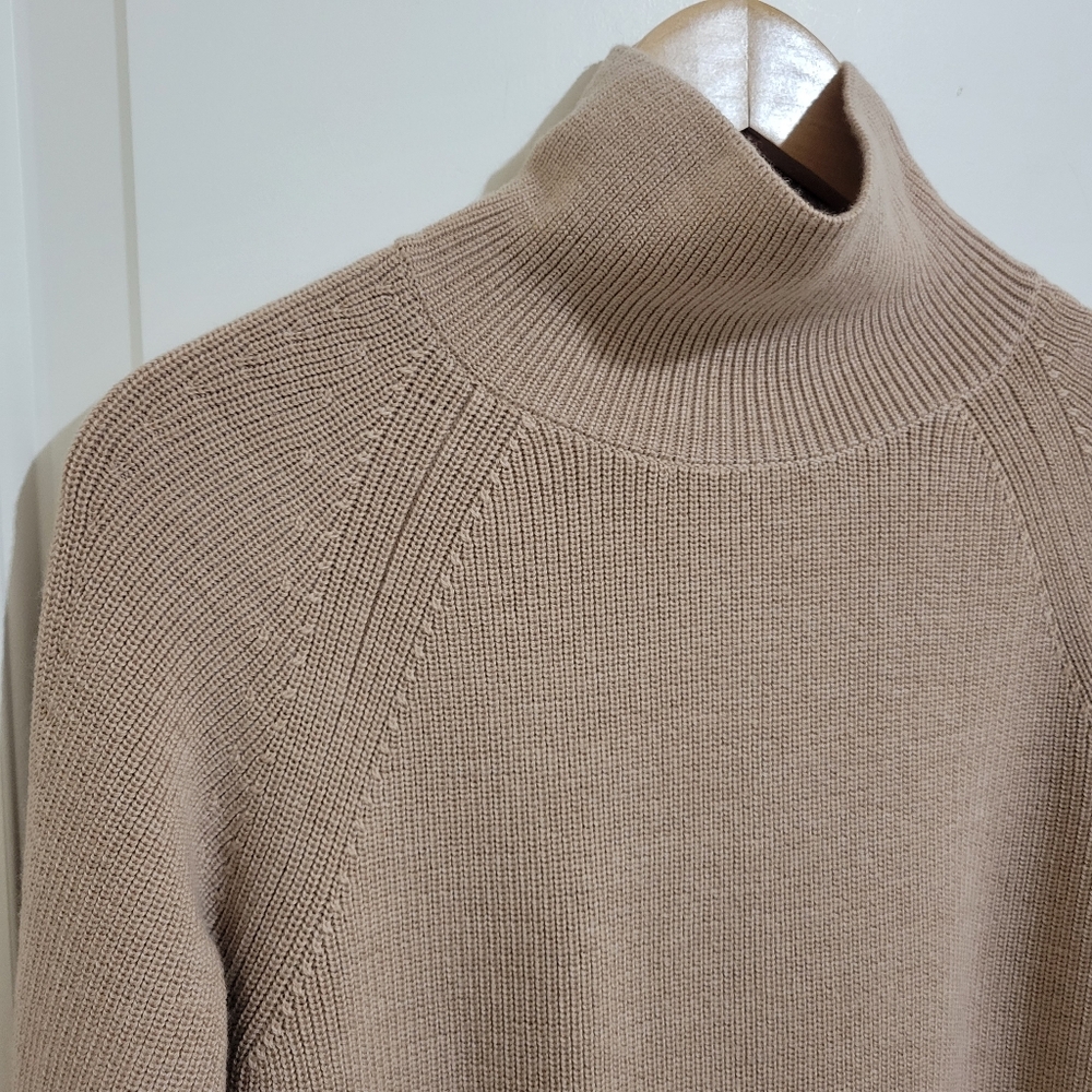 Banana Republic Mock Neck Responsible Wool Merino Mini Dress M Sand Dune - Picture 5 of 10